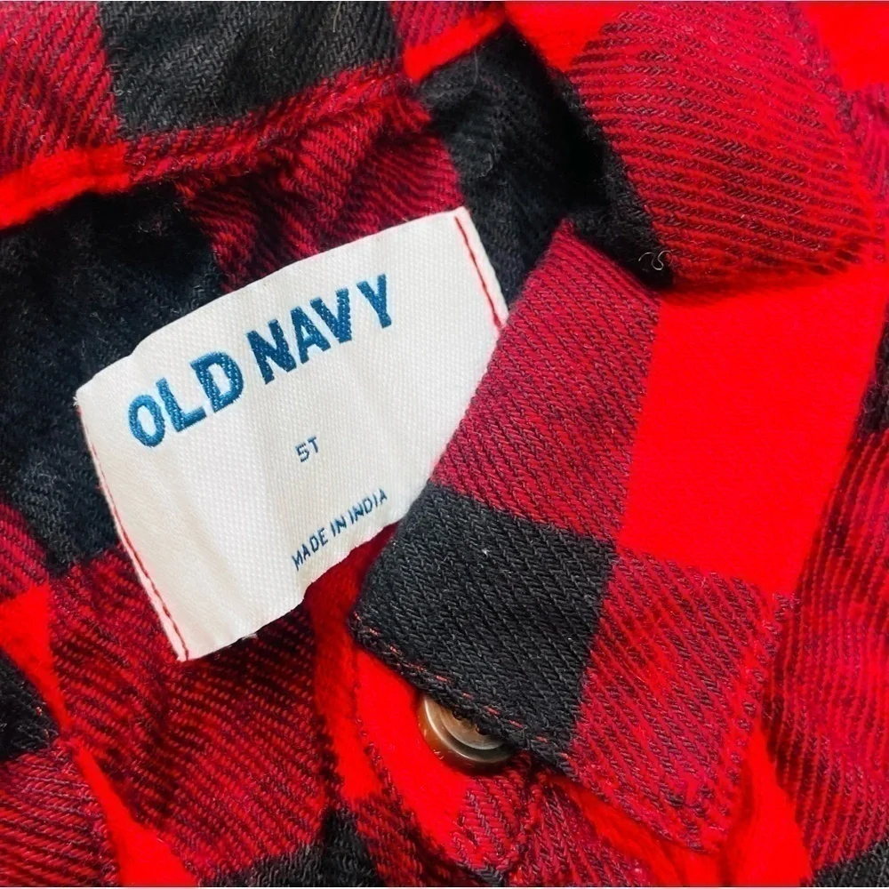 OLD Navy Buffalo Plaid Button Down Flannel Tiered Dress in Red and Black